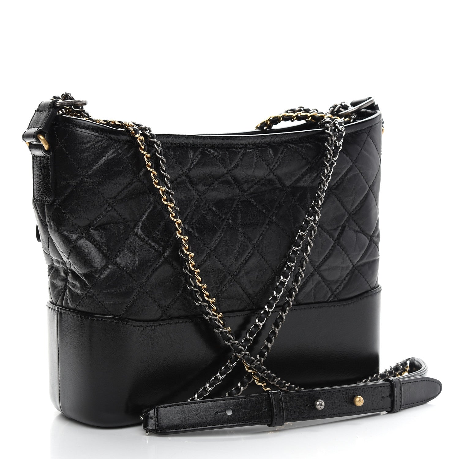 Chanel Aged Calfskin Quilted Medium Gabrielle Hobo Black 3 of 9