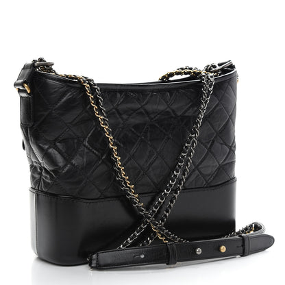 Chanel Aged Calfskin Quilted Medium Gabrielle Hobo Black 3 of 9