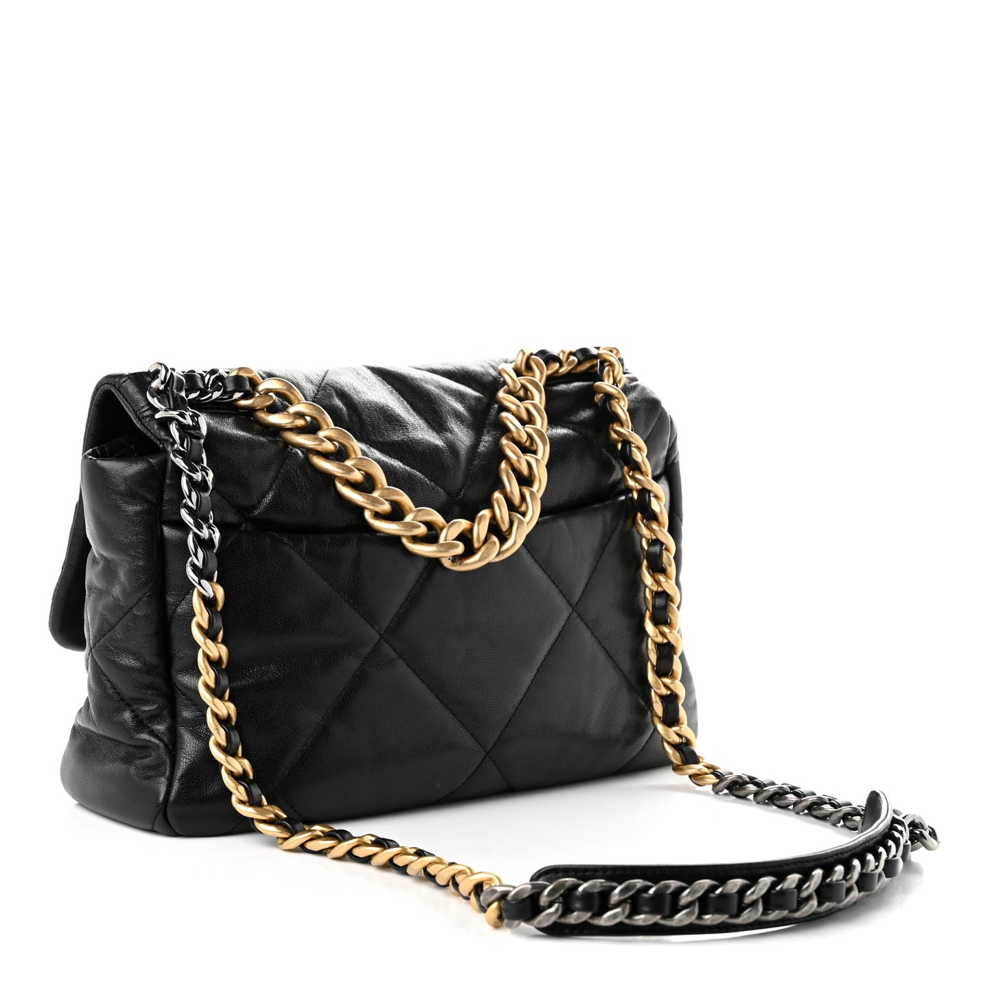 Lambskin Quilted Large Chanel 19 Flap Black
