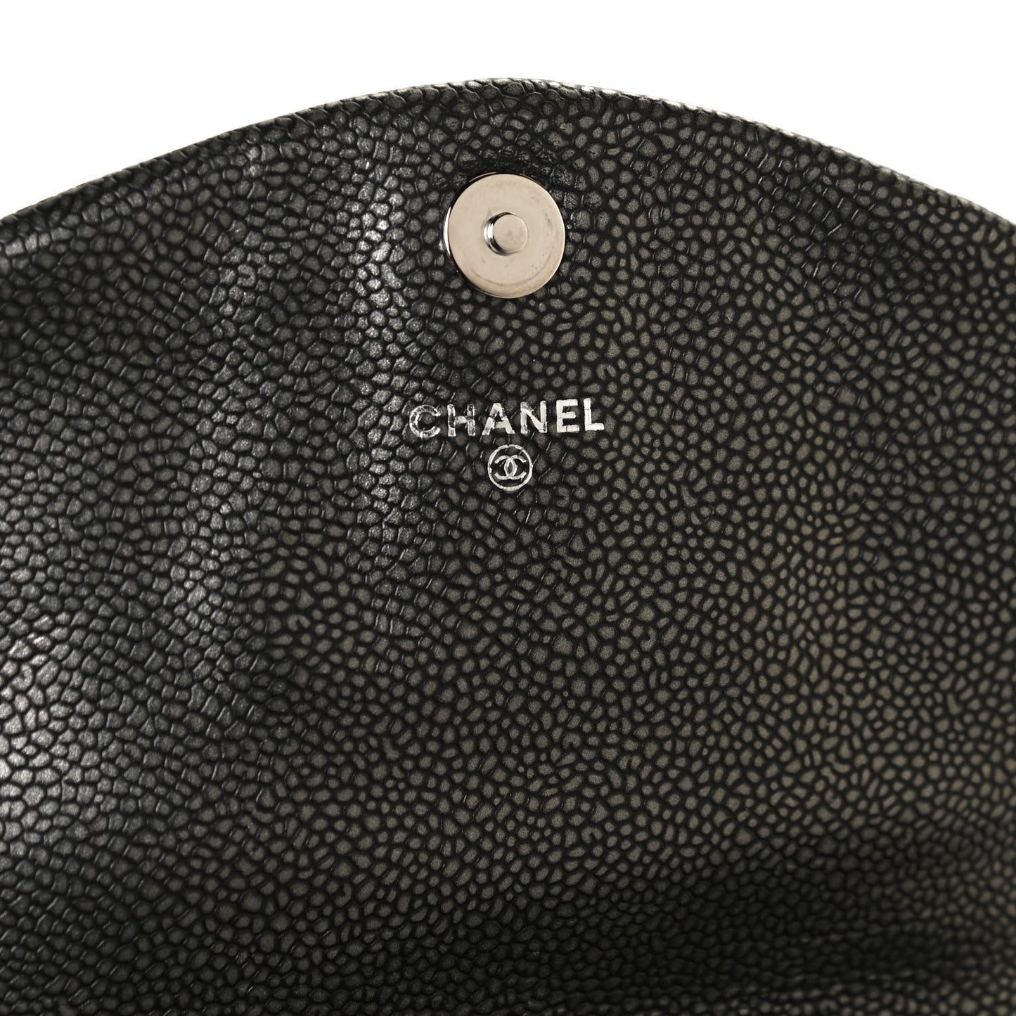 Metallic Caviar Half Moon Wallet On Chain WOC Dark Silver