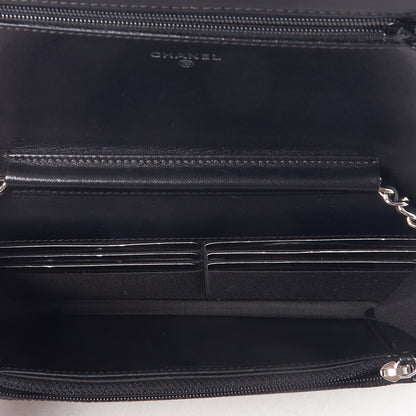Chanel Lambskin Chevron Quilted Studded Wallet On Chain WOC Black 6 of 9