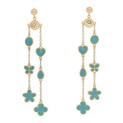 Roberto Coin 18K Yellow Gold Diamond Enamel Drop Earrings Blue 1 of 4