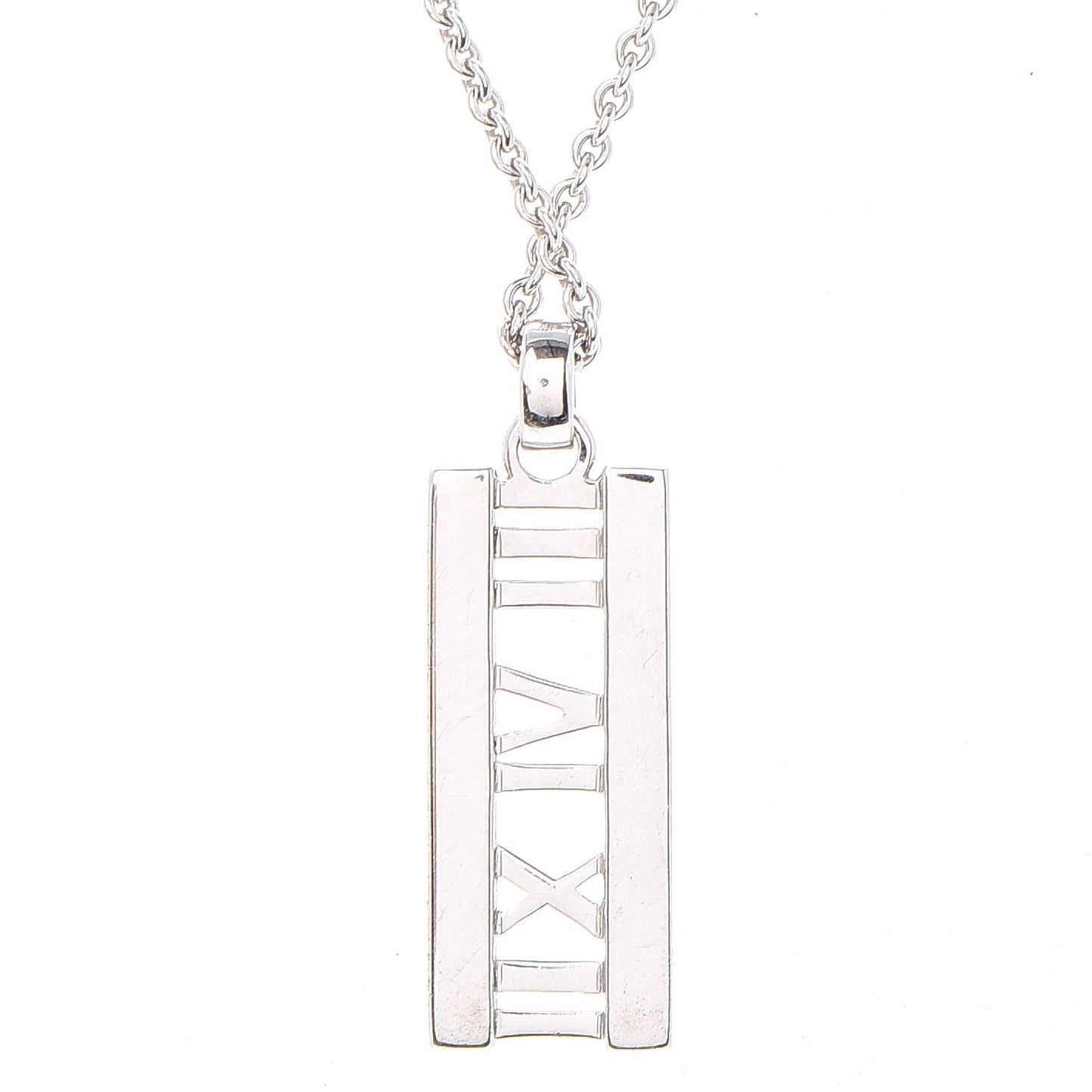 18K White Gold Diamond Atlas Bar Pendant Necklace