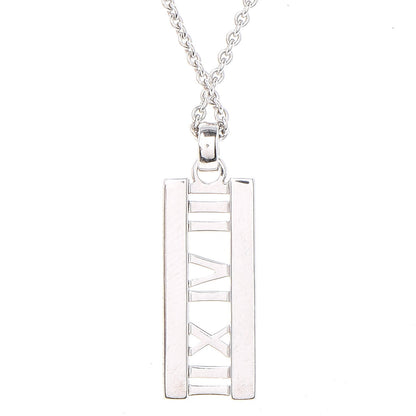 Tiffany 18K White Gold Diamond Atlas Bar Pendant Necklace 5 of 9