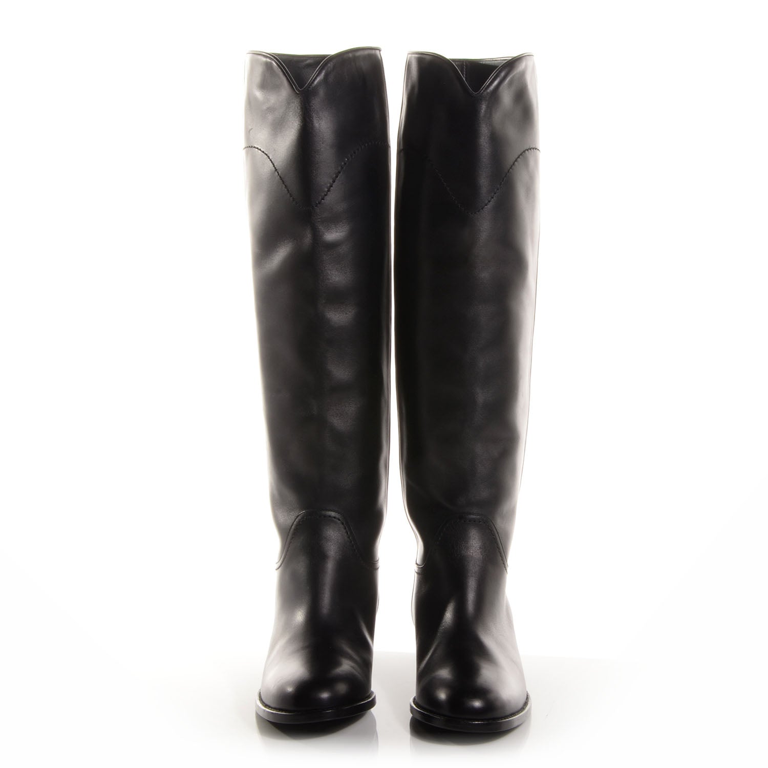 Chanel Leather Ascot Riding Boots Black 39 2 of 8