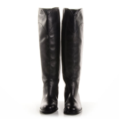 Chanel Leather Ascot Riding Boots Black 39 2 of 8