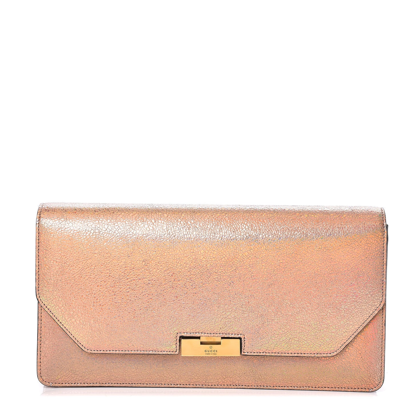 Metallic Crackled Calfskin 58 Clutch Fawn