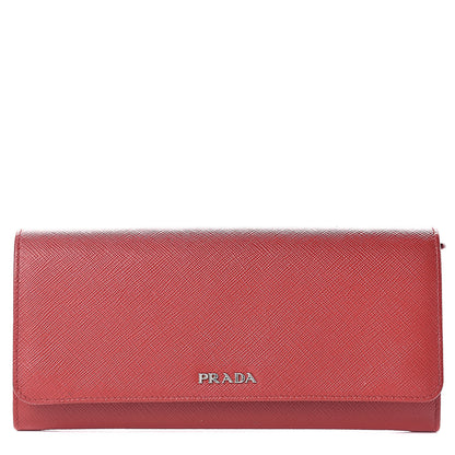 Prada Saffiano Bi Color Wallet on Chain Fuoco Black 1 of 19