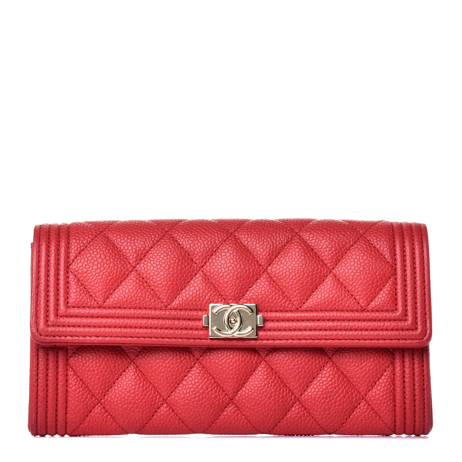 Chanel Caviar Quilted Boy Flap Wallet Red 1 of 16