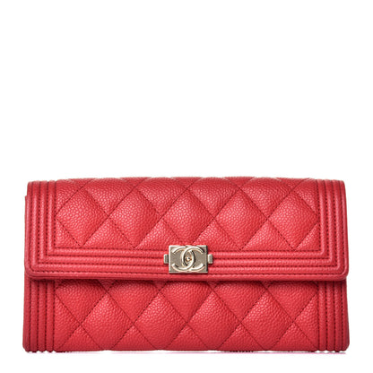 Chanel Caviar Quilted Boy Flap Wallet Red 1 of 16