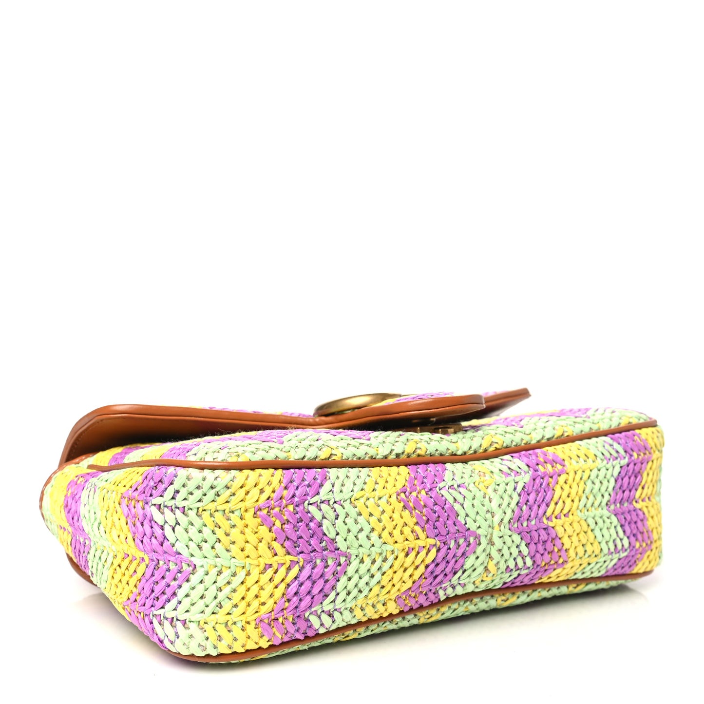 Calfskin Raffia Woven Small GG Marmont Shoulder Bag Multicolor