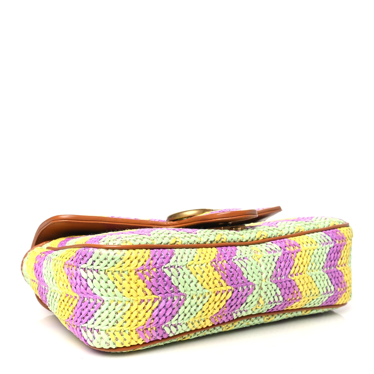 Gucci Calfskin Raffia Woven Small GG Marmont Shoulder Bag Multicolor 4 of 10