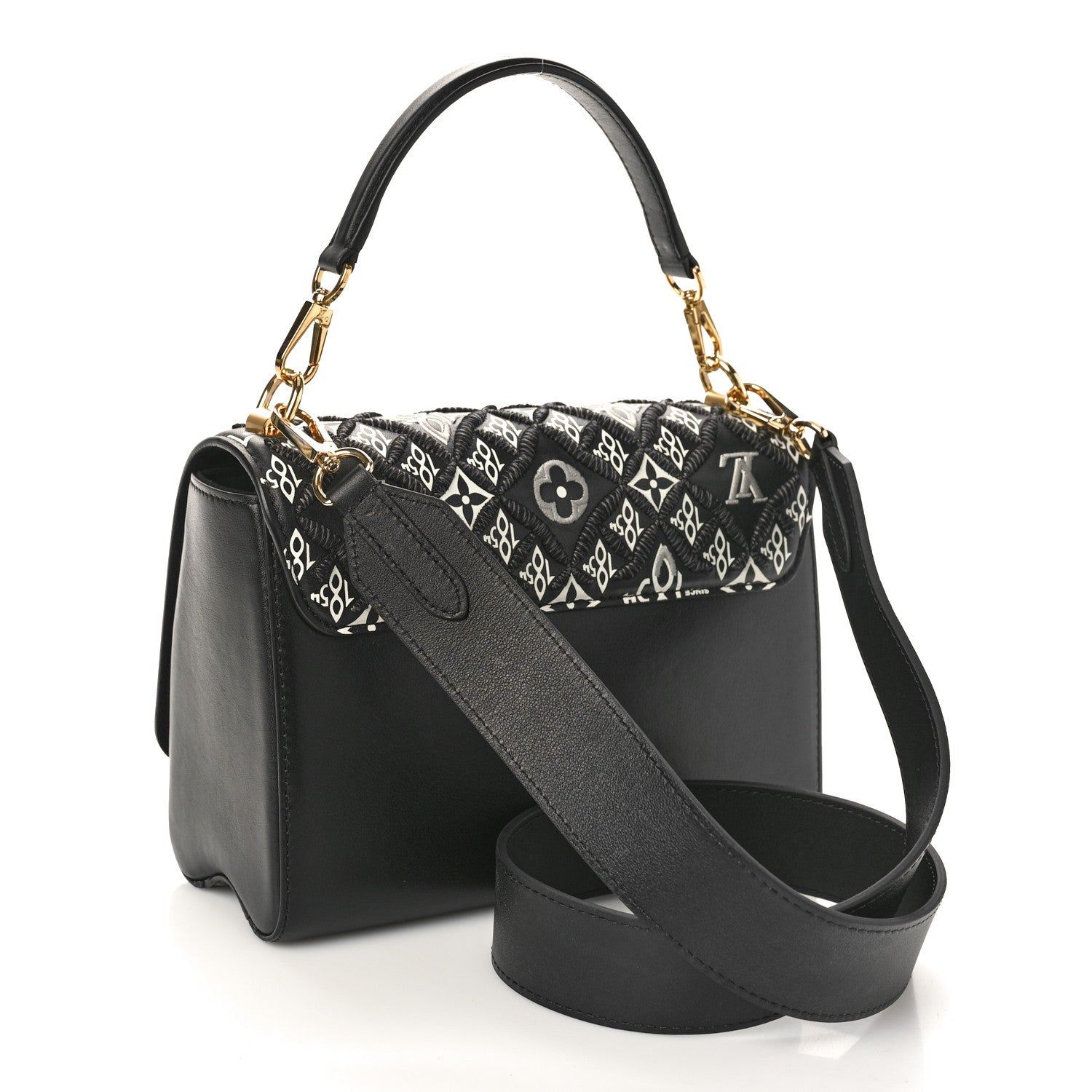 Louis Vuitton Calfskin Since 1854 Embroidered Twist MM Black 4 of 10