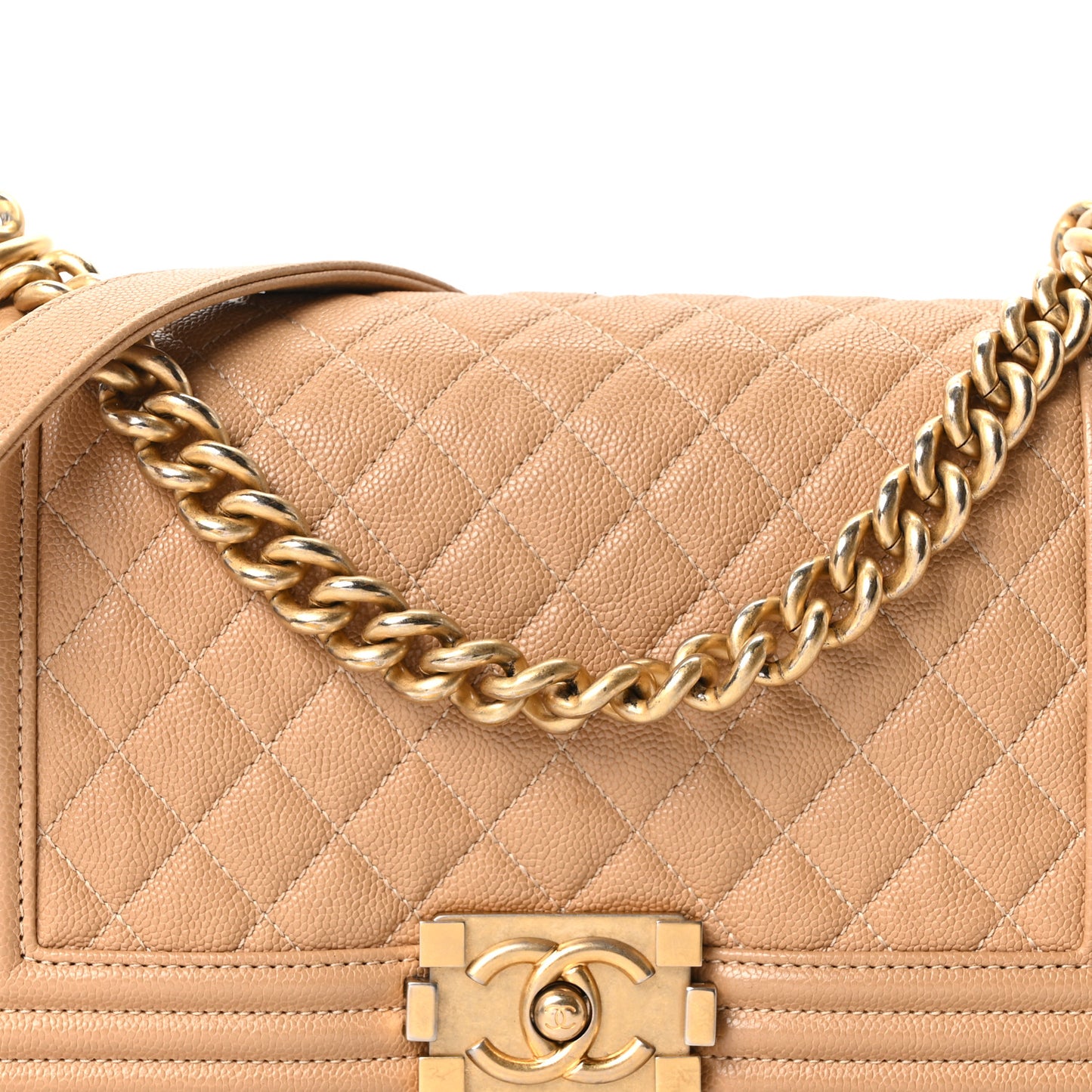 Caviar Quilted Medium Boy Flap Beige