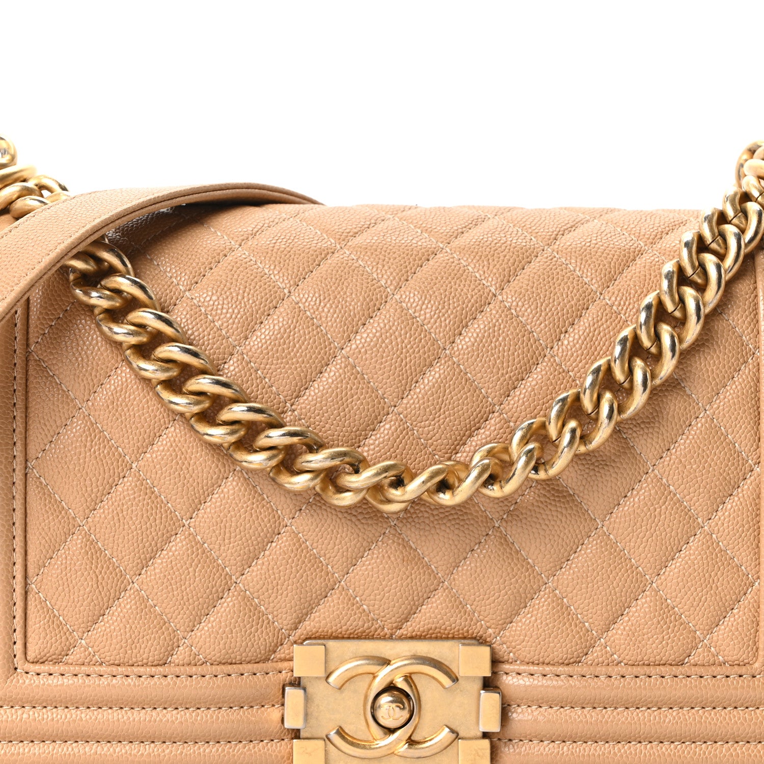Chanel Caviar Quilted Medium Boy Flap Beige 8 of 10