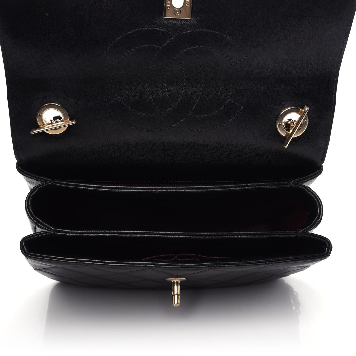 Lambskin Quilted Small Trendy CC Dual Handle Flap Bag Black
