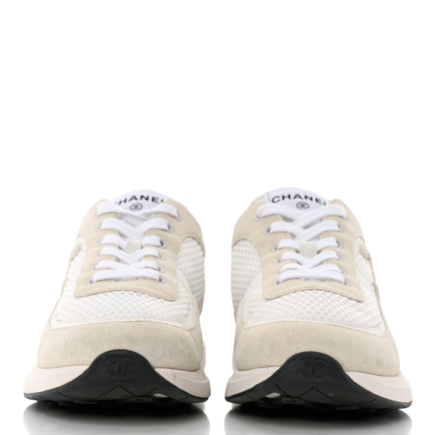 Calfskin Mesh Lycra Suede Womens Logo Sneakers 40 White
