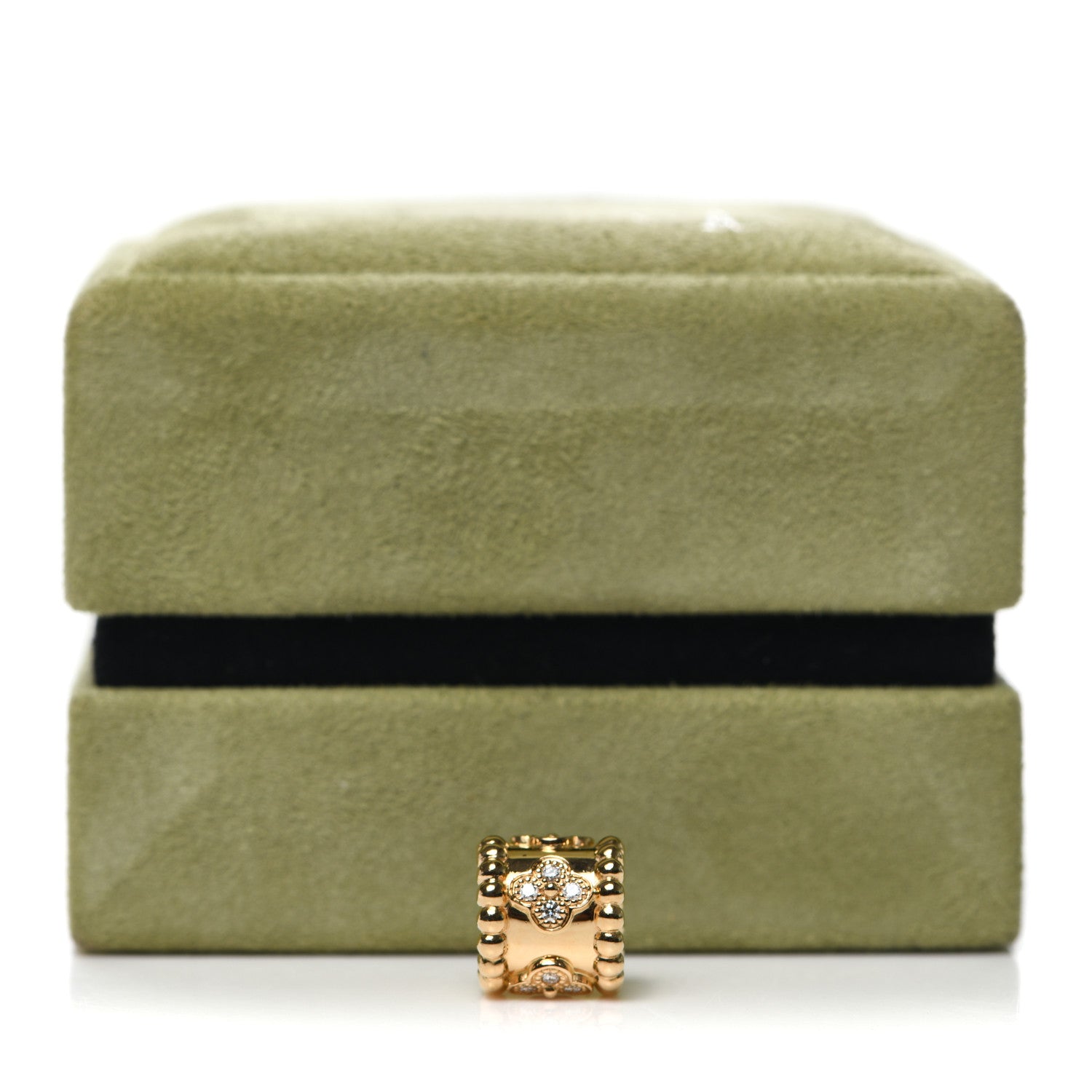 Van Cleef & Arpels 18K Yellow Gold Diamond Perlee Clovers Pendant 4 of 5