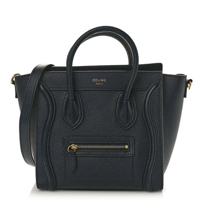 Celine Drummed Calfskin Nano Luggage Navy Blue 1 of 7