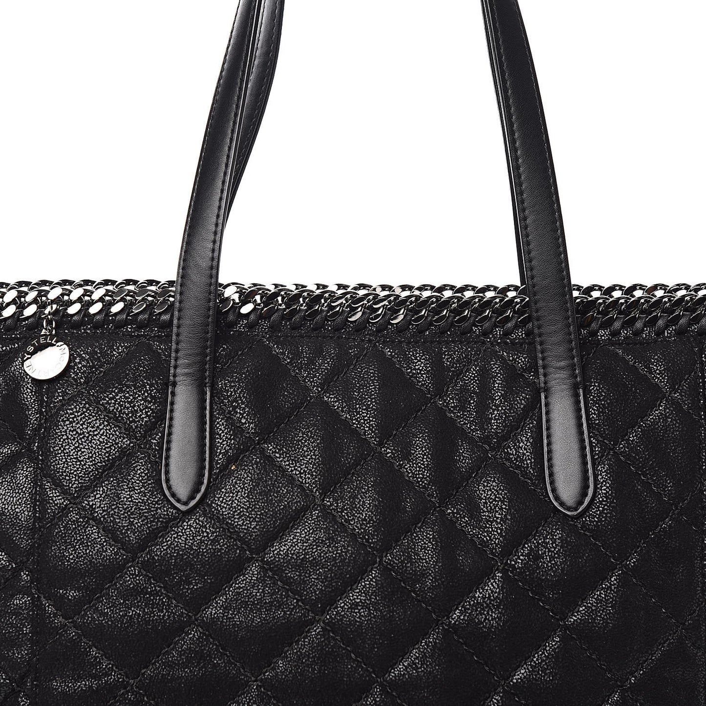 Shaggy Deer Quilted Falabella Shopper Tote Black