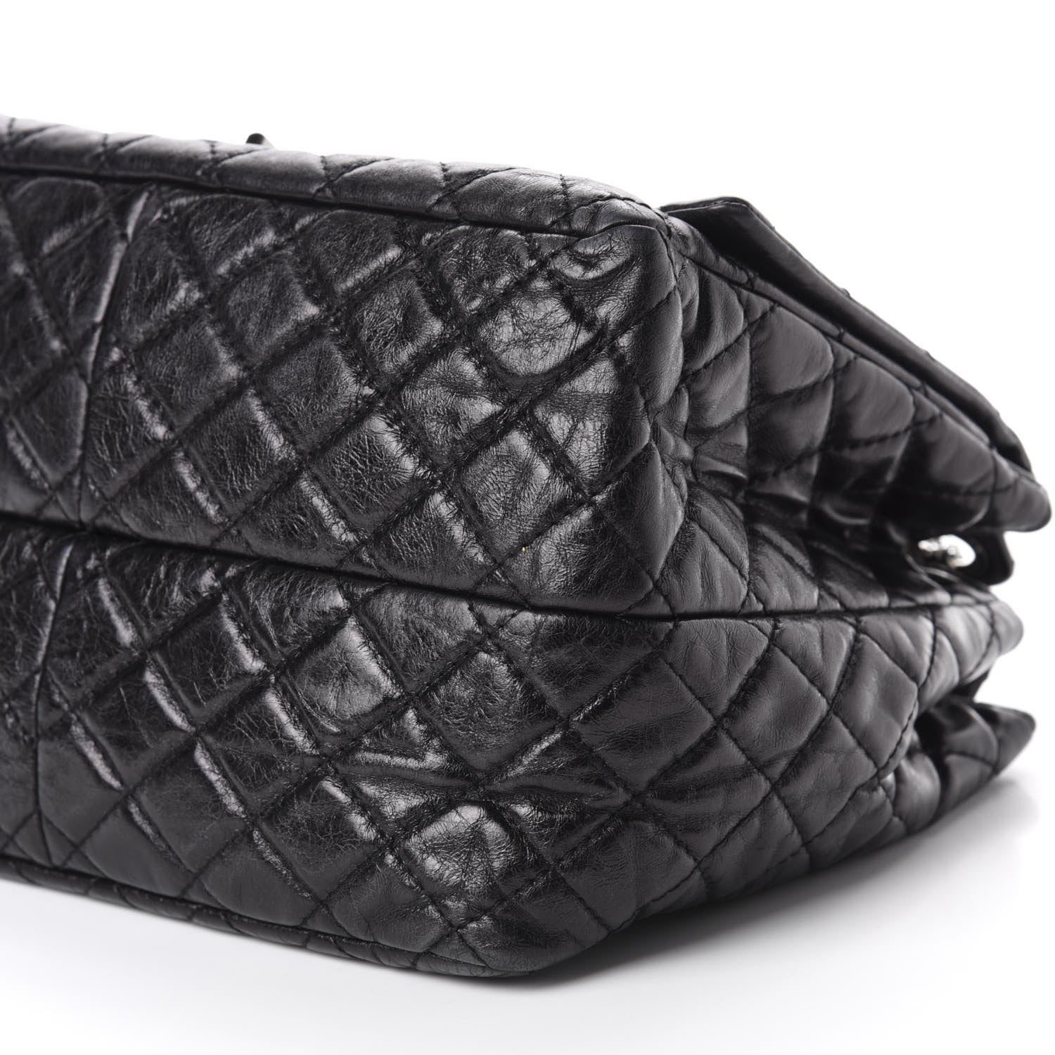 Chanel Metallic Aged Calfskin Quilted Reissue 2.55 Accordion Flap Black 7 of 10