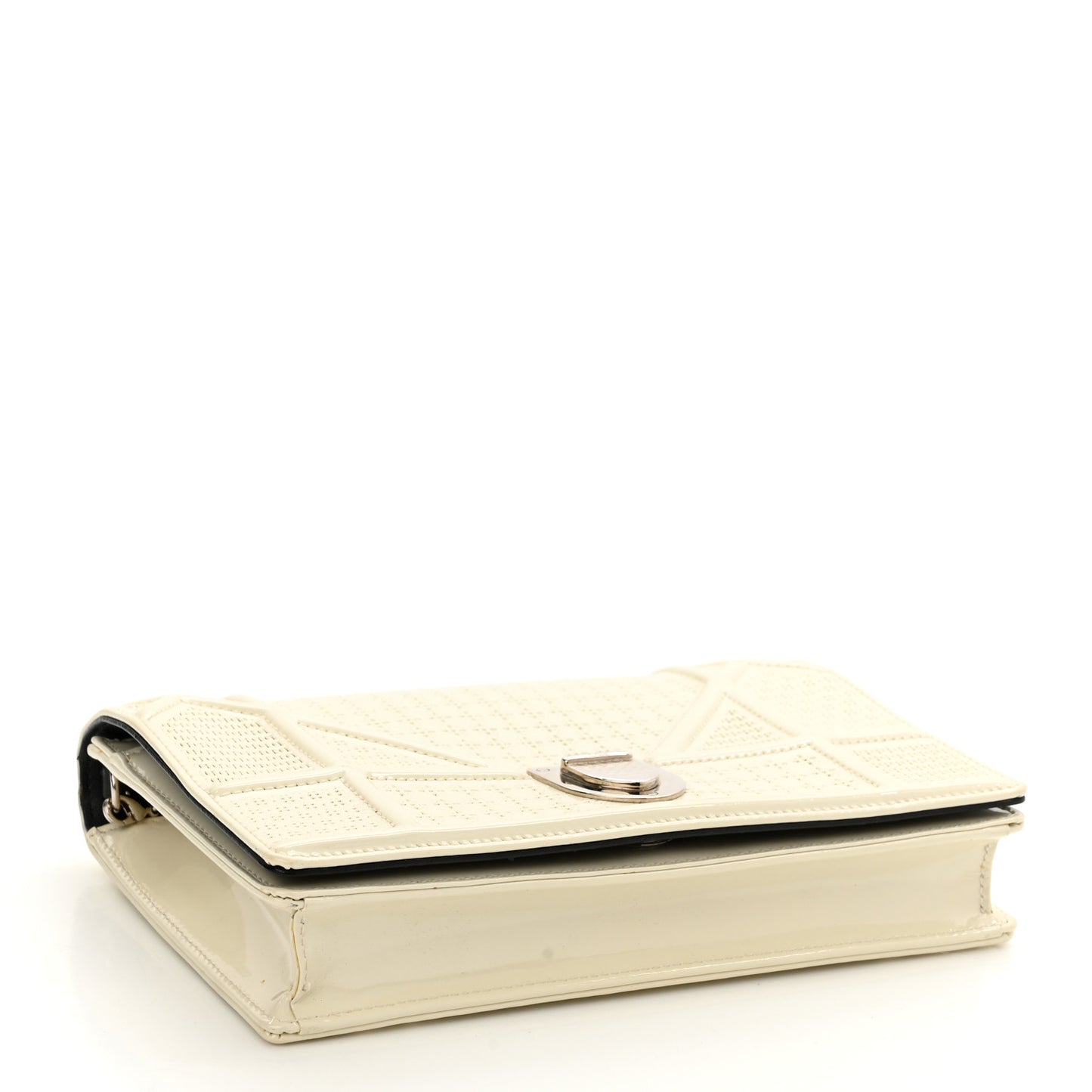 Patent Micro-Cannage Diorama Wallet on Chain Pouch White