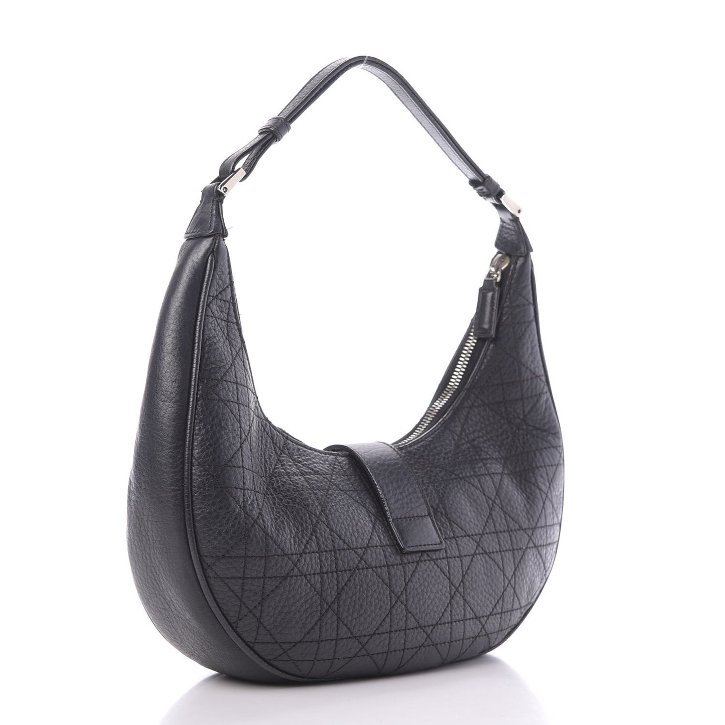 Grained Calfskin Cannage Hobo Black
