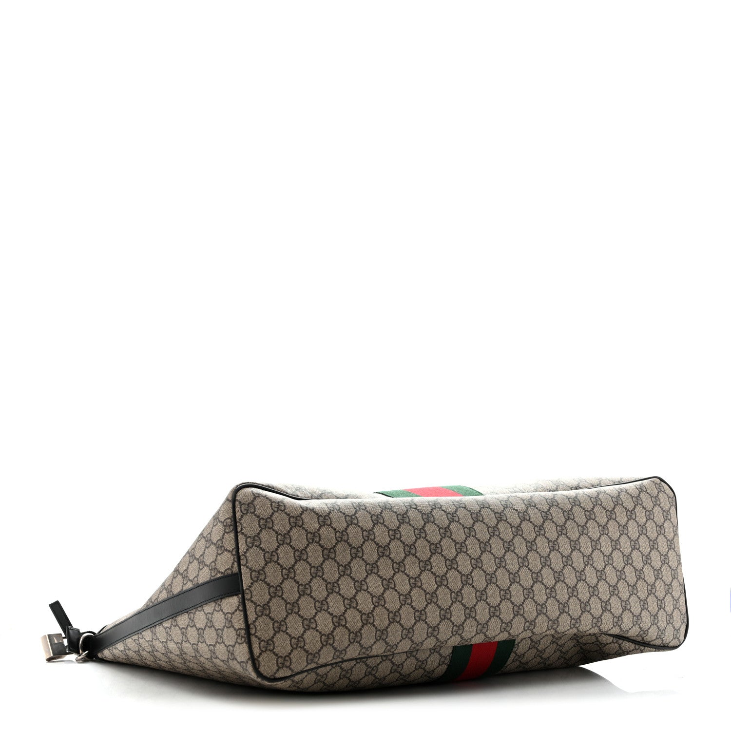 Gucci GG Supreme Monogram Web Large Zippered Tote Beige Black 4 of 11