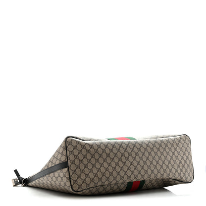 Gucci GG Supreme Monogram Web Large Zippered Tote Beige Black 4 of 11