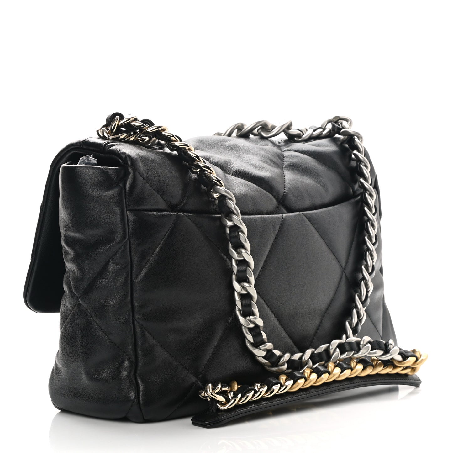 Lambskin Quilted Large Chanel 19 Flap Black