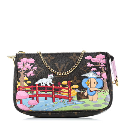 Louis Vuitton Monogram 2021 Christmas Animation Japanese Garden Mini Pochette Accessories Wisteria Pink 1 of 6