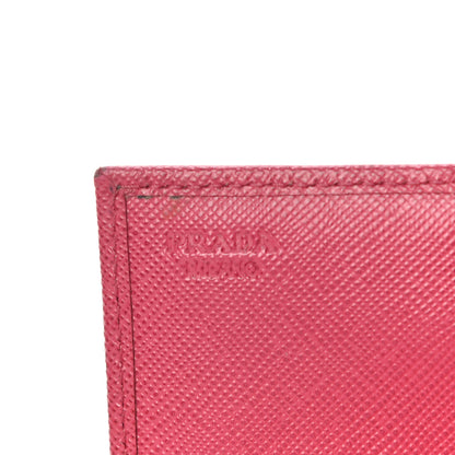 Prada Saffiano Metal Bi-Fold Card Holder Wallet Peonia 6 of 19