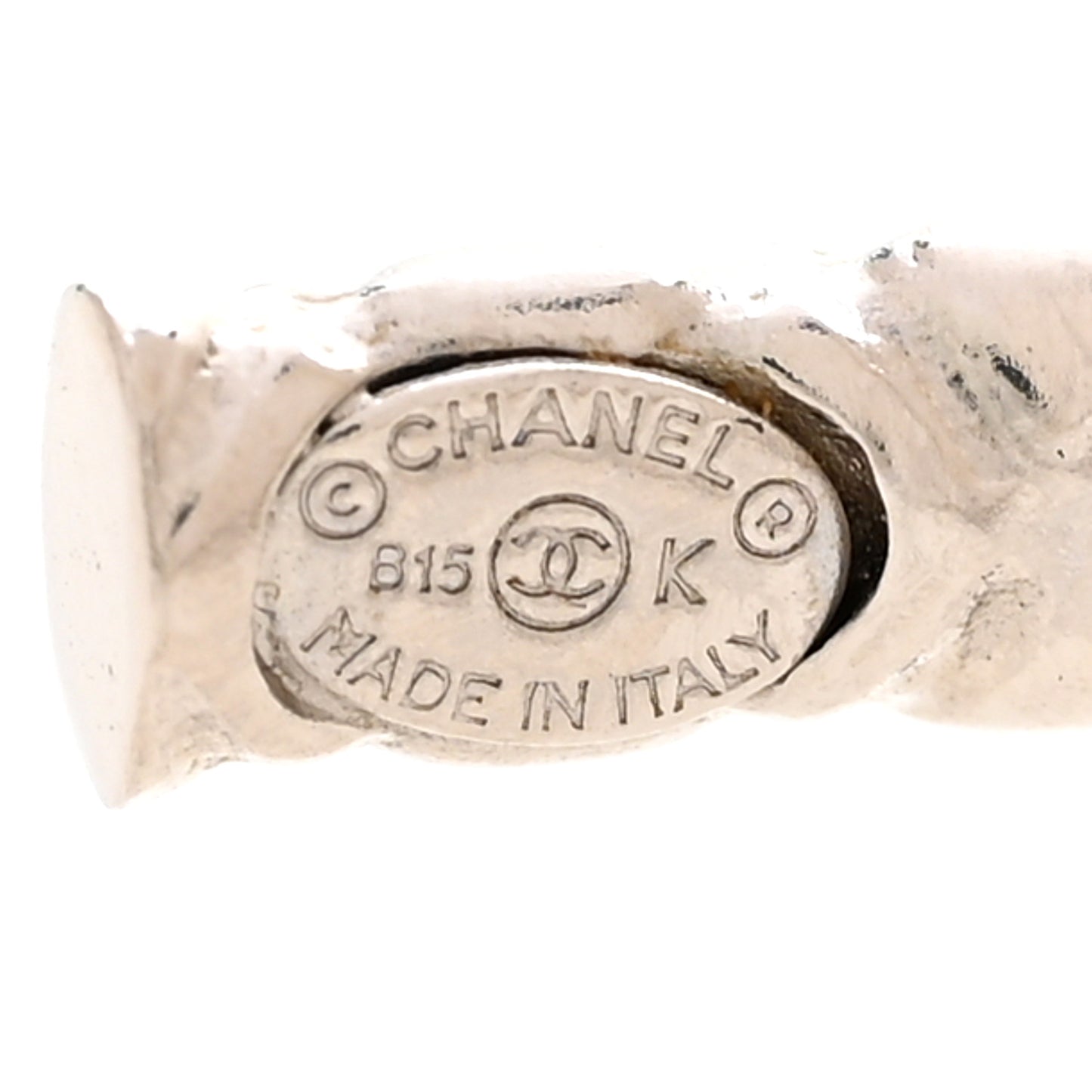 Metal Quilt CC Hoop Earrings Silver