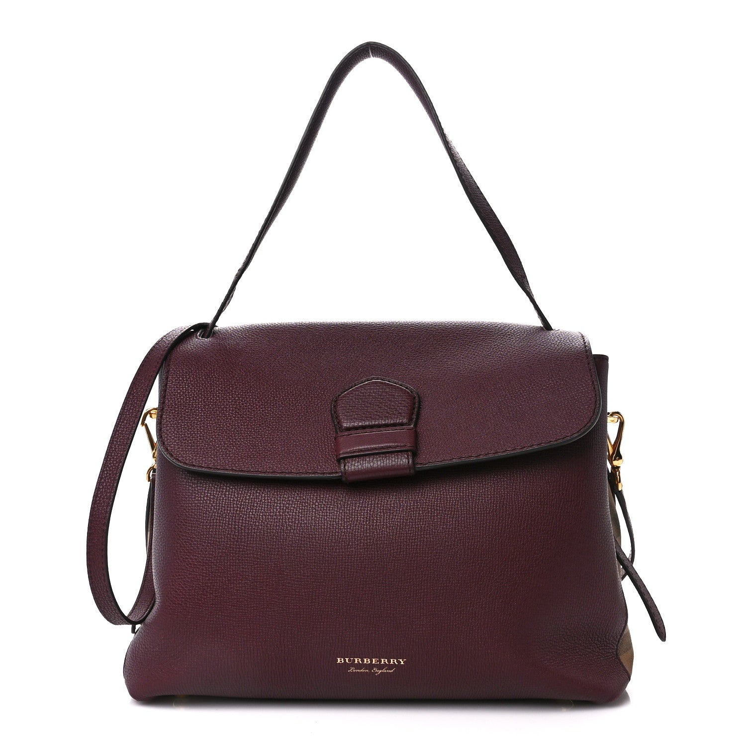 Burberry Derby Calfskin House Check Medium Camberley Burgundy 1 of 13