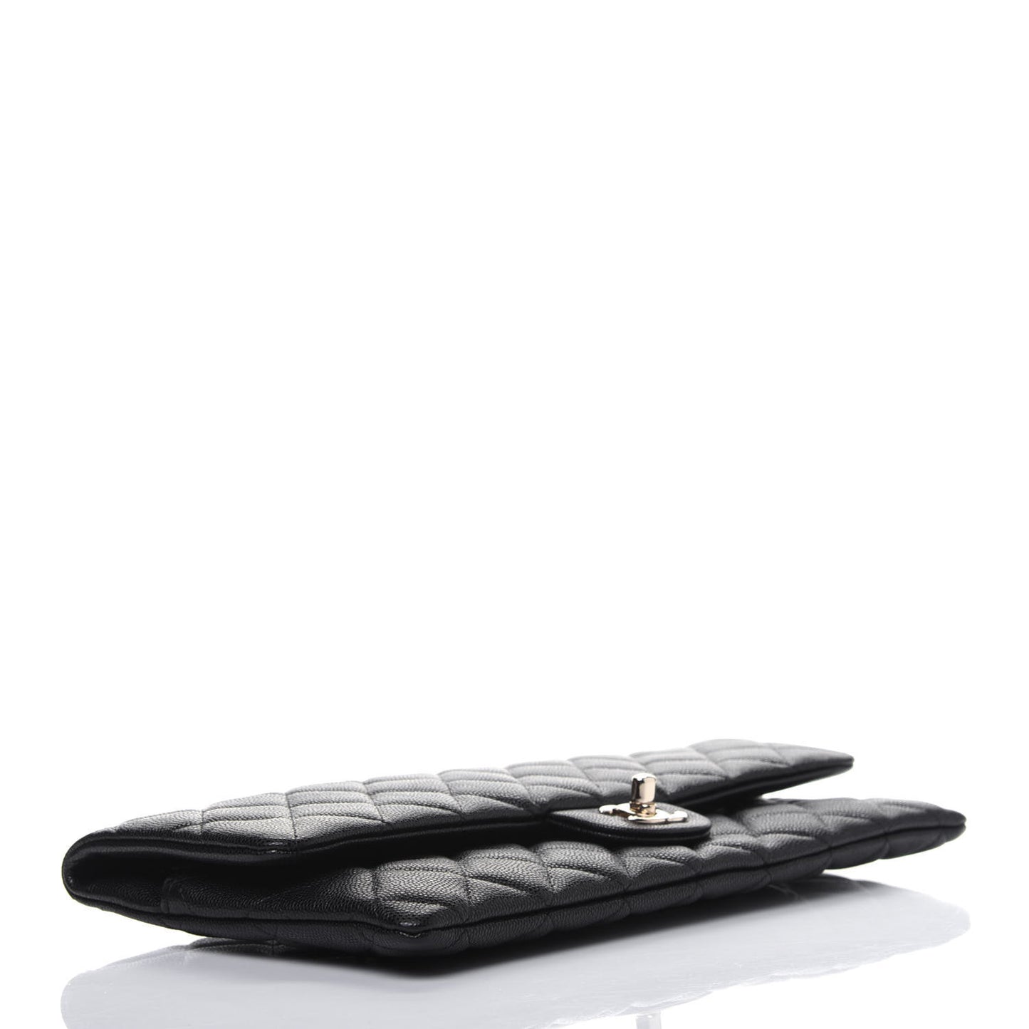 Caviar Quilted Flap Clutch Black