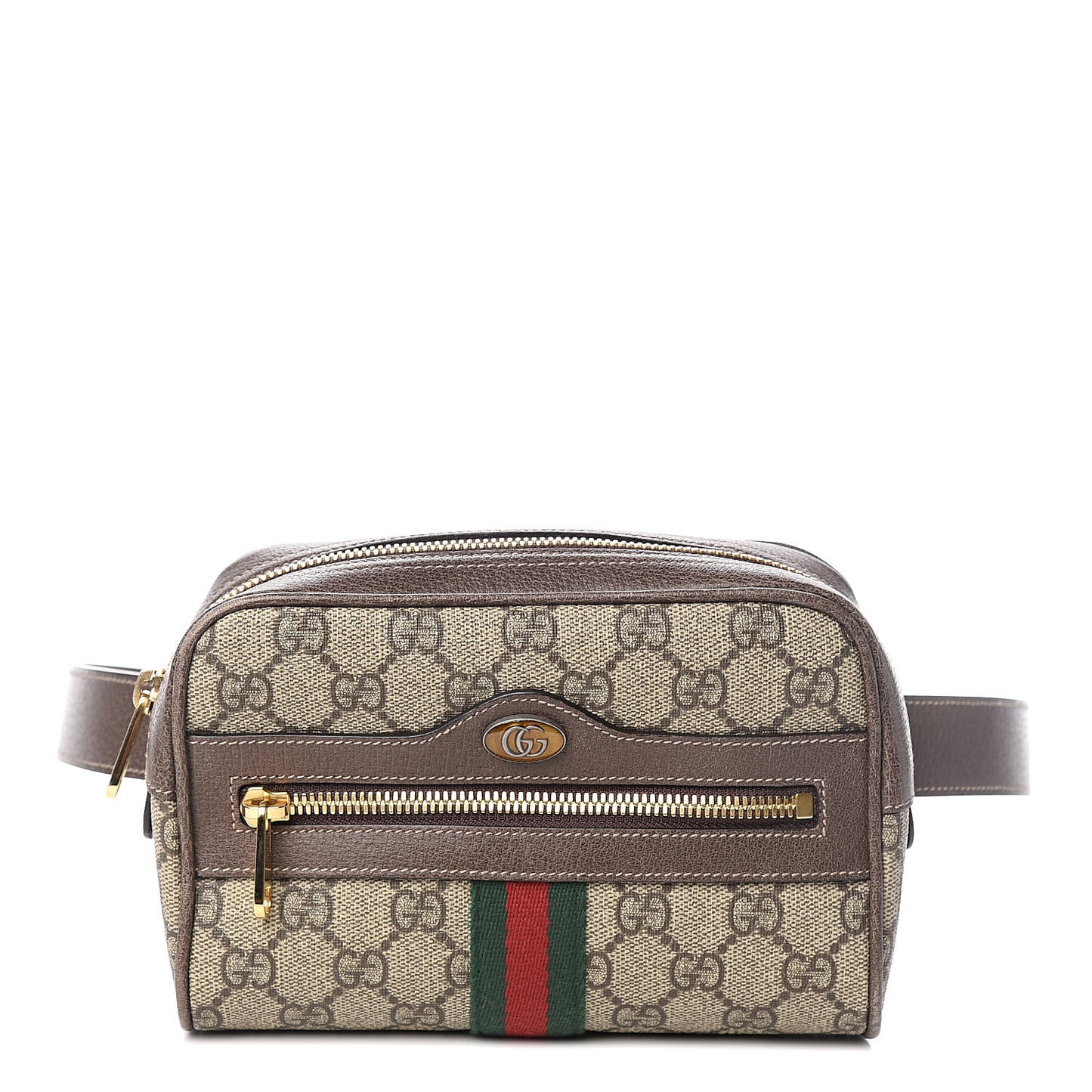 GG Supreme Monogram Web Small Ophidia Belt Bag 85 34 Dark Brown