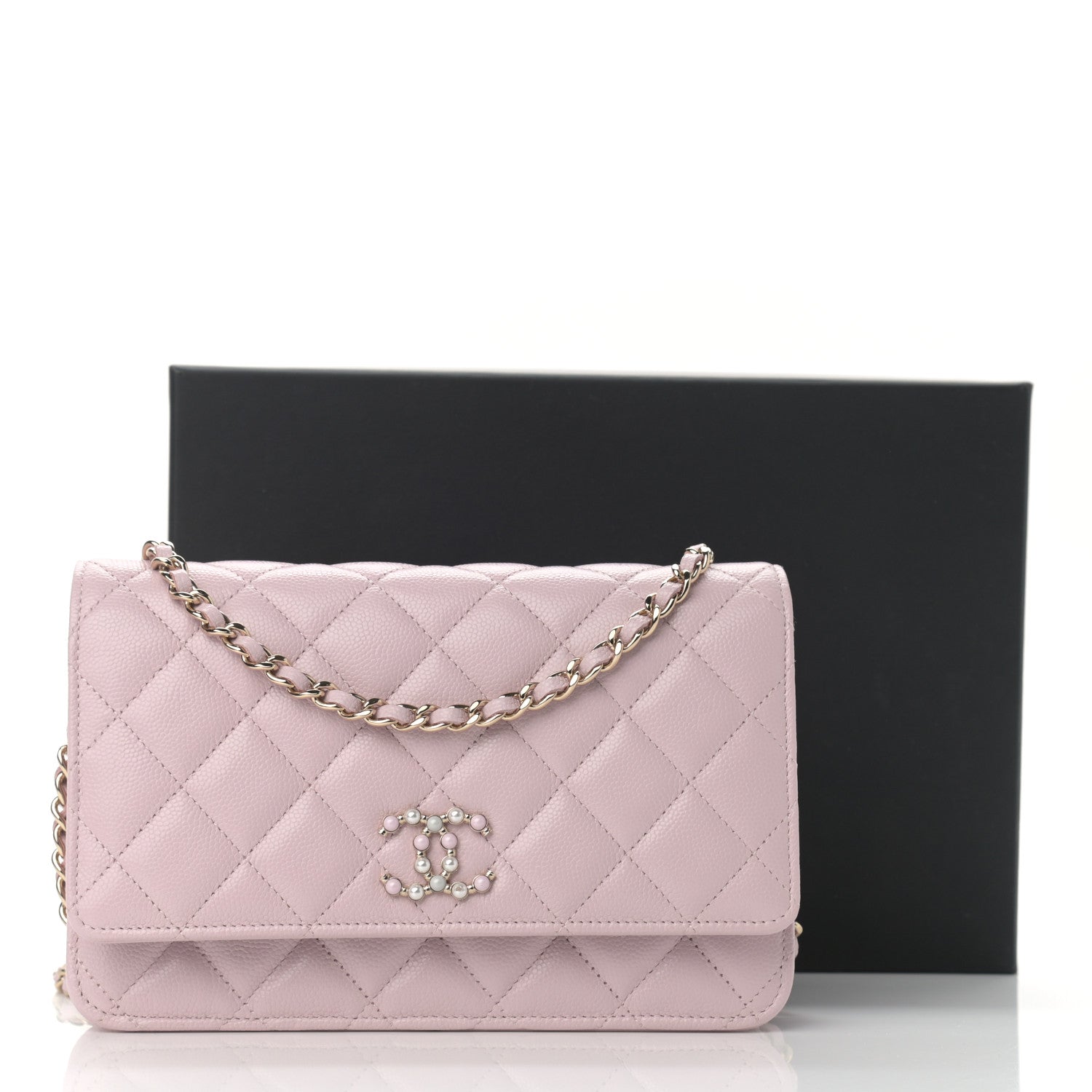 Chanel Caviar Quilted Coco Candy Wallet On Chain WOC Light Pink 12 of 12