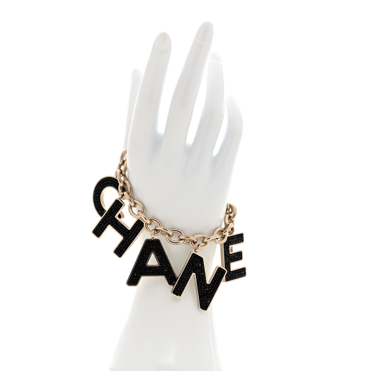 Crystal Logo Bracelet Black Gold