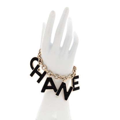 Chanel Crystal Logo Bracelet Black Gold 2 of 5