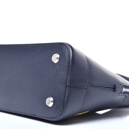 Balenciaga Signature Grained Calfskin Logo S Ville Top Handle Bag Bleu Tempete Jaune 8 of 8