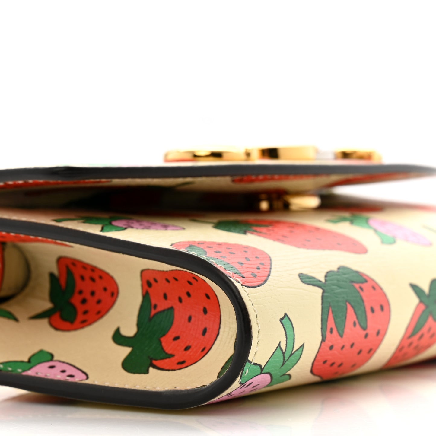 Calfskin Strawberry Print Mini Zumi Shoulder Bag Ivory Red