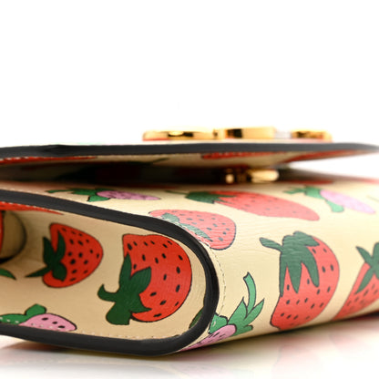Gucci Calfskin Strawberry Print Mini Zumi Shoulder Bag Ivory Red 9 of 10