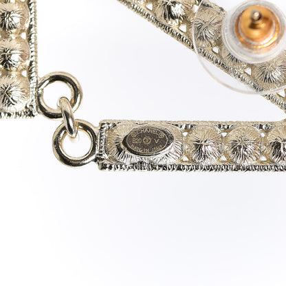 Chanel Crystal Cha-Nel Logo Drop Earrings Gold 3 of 5