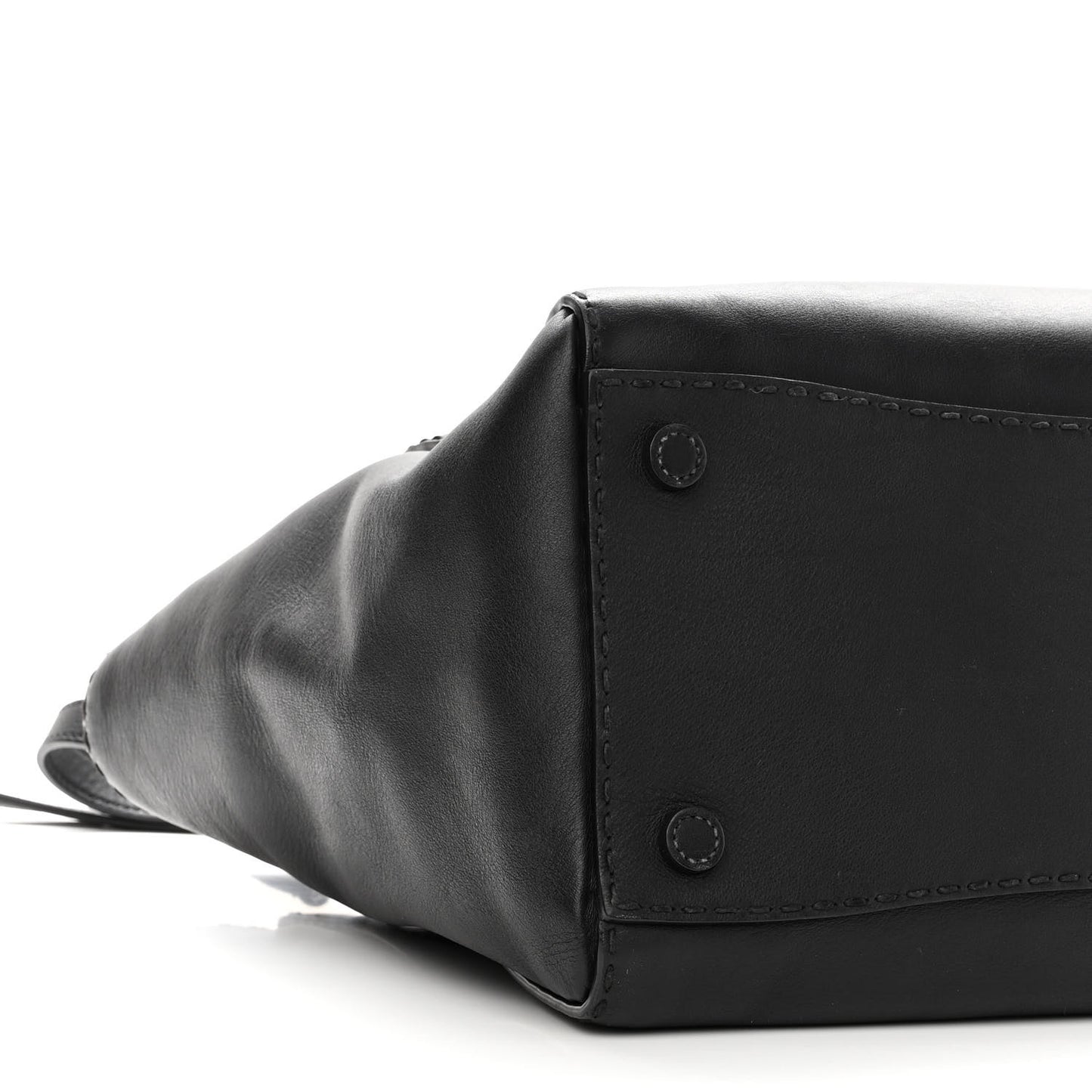 City Calf Small Hand Stitched Galleria Double Zip Tote Black