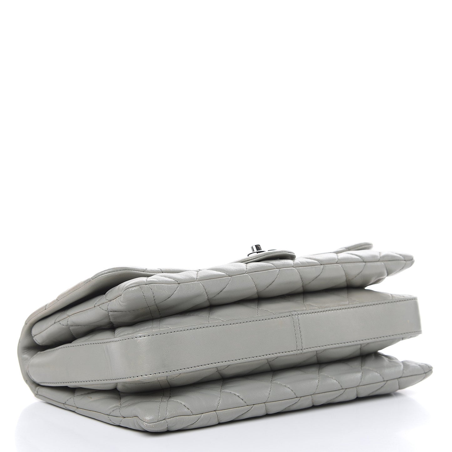 Lambskin Quilted Large 3 Flap Bag Grey