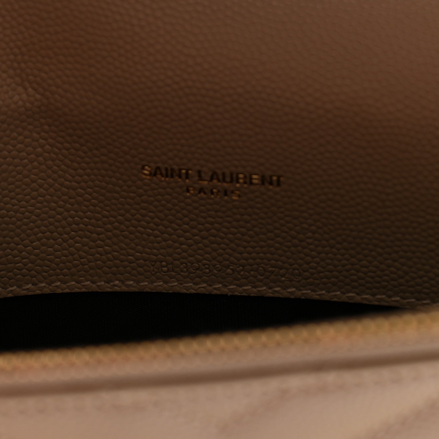 Saint Laurent Grain De Poudre Matelasse Chevron Monogram Envelope Chain Wallet Dark Beige 8 of 12