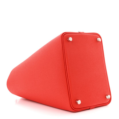 Hermes Epsom Tressage De Cuir Picotin Lock 18 PM Rouge Coeur Bleu du Nord Rouge H 4 of 11
