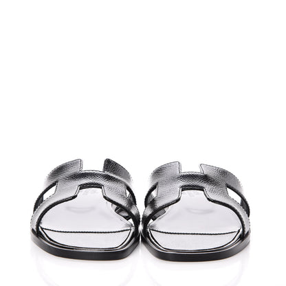 Hermes Patent Epsom Oran Sandals 36 Black 2 of 8