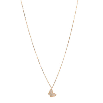 Van Cleef & Arpels 18K Yellow Gold Mother of Pearl Sweet Alhambra Butterfly Pendant Necklace 1 of 5