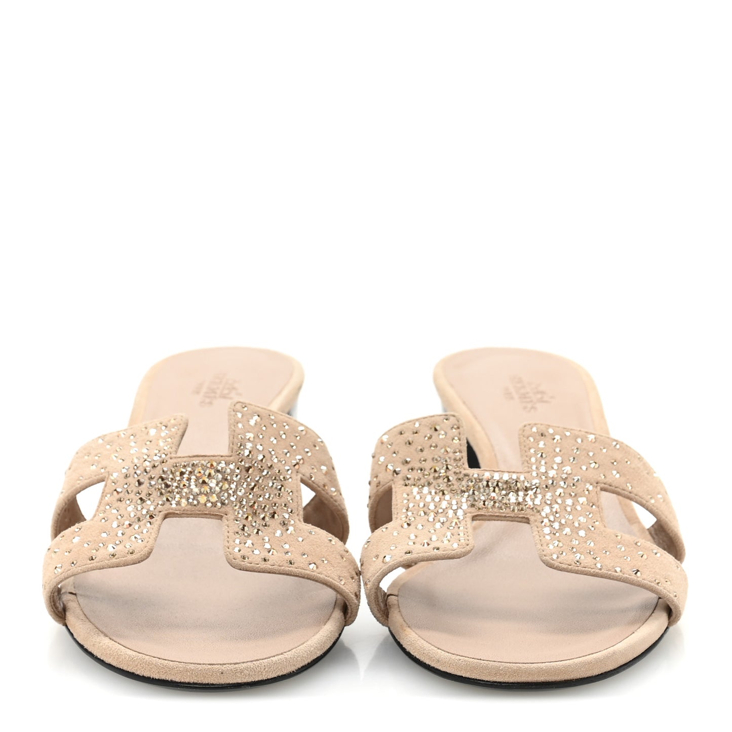 Suede Goatskin Crystal Oasis Sandals 36 Rose Nude